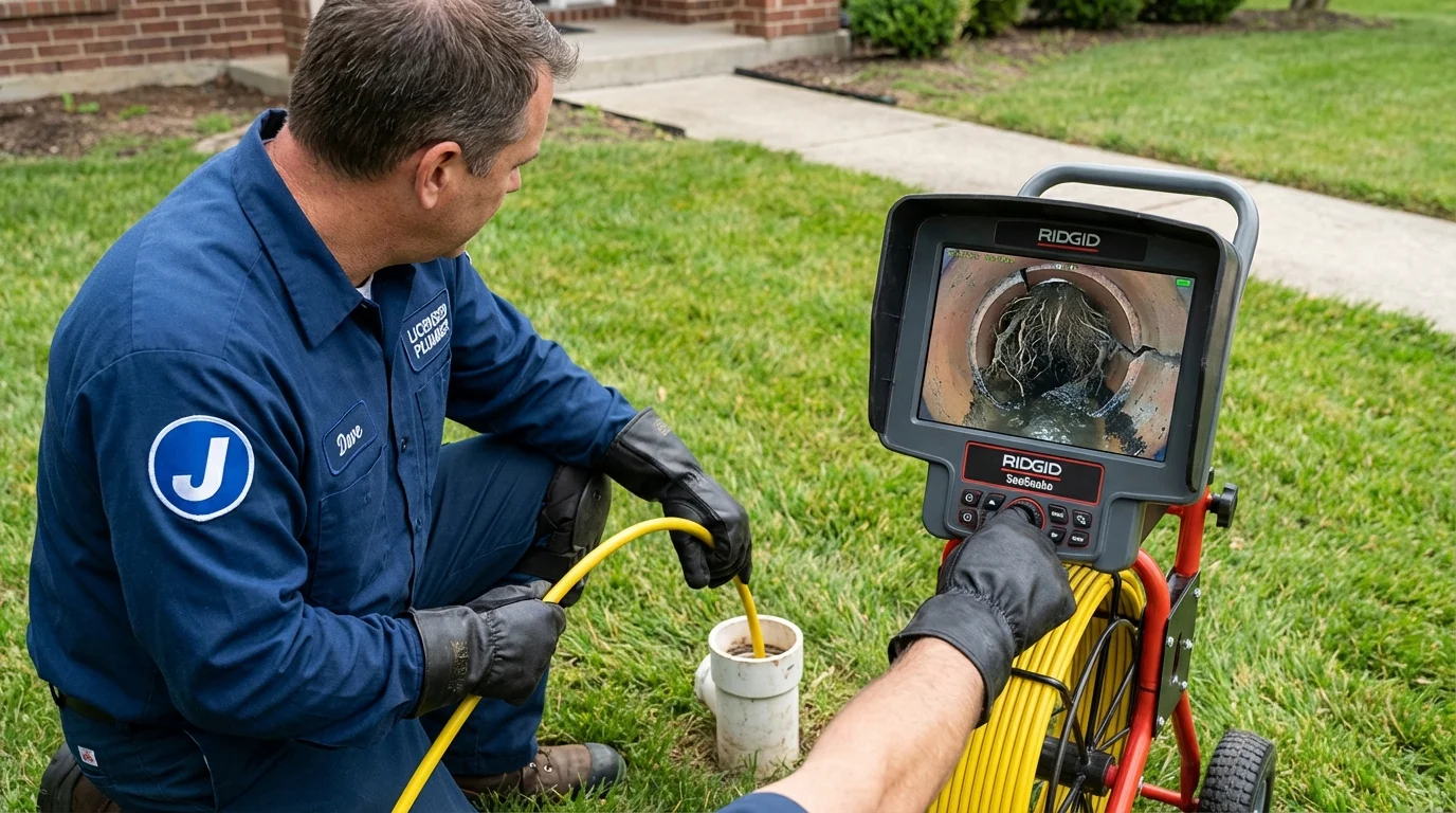 Sewer camera inspection being performed by Johns Plumbing LLC in Falkville